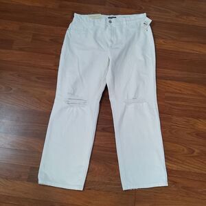 DL1961 Patti Straight High Rise Vintage ankle White Distressed Denim Jeans 32